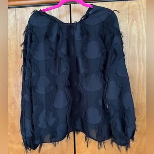 Ella Rafaella Black Fringe Circle Women Blouse